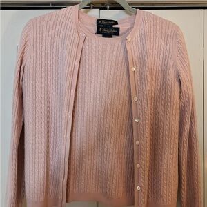 Brooks Brothers Light Pink Cable Knit Cardigan Set